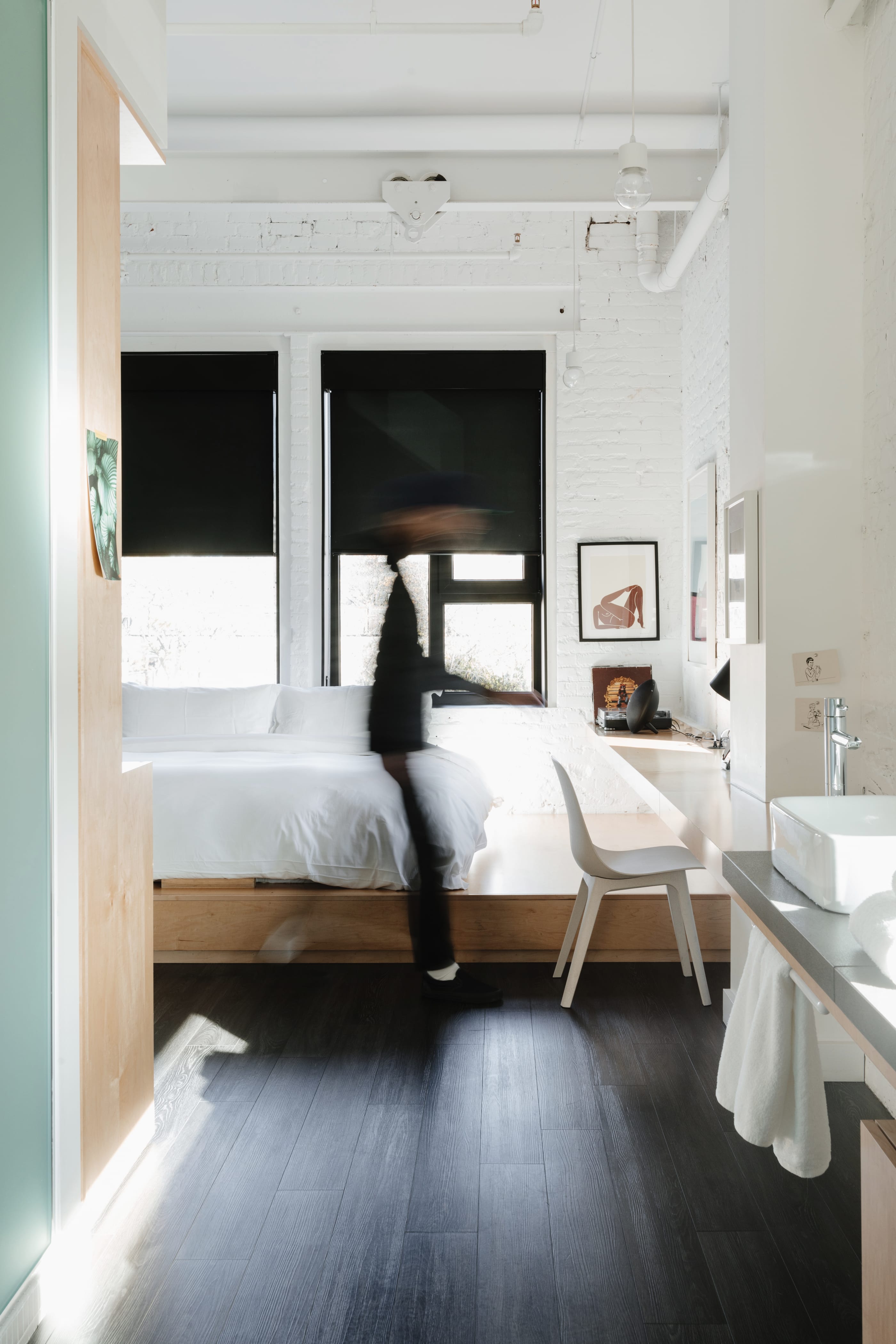 Room with blurred person
